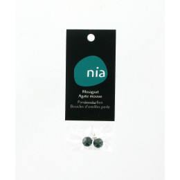 Boucles d'oreilles perle Agate mousse