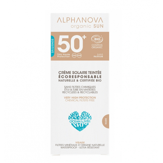 Crème solaire BIO teinté claire - très haute protection SPF 50 - 50 g