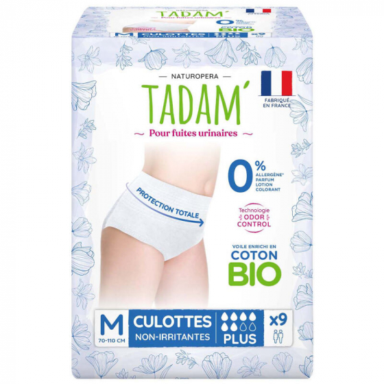 Tadam 9 culottes jetables pour fuites urinaires - Plus - Taille M Tadam 9 culottes jetables pour fuites urinaires - Plus - Taille M