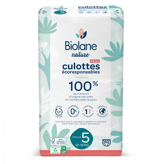 Couches-Culottes Ecologiques Taille 5 : 12-18Kg BIOLANE : le paquet de 40  couches culottes à Prix Carrefour