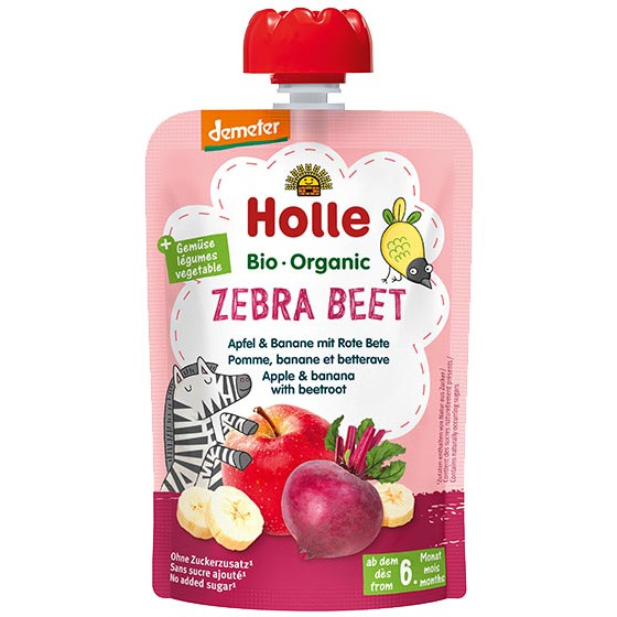 Zebra Beet - Gourde pomme, banane et betterave - 100g - Holle Zebra Beet - Gourde pomme, banane et betterave - 100g - Holle