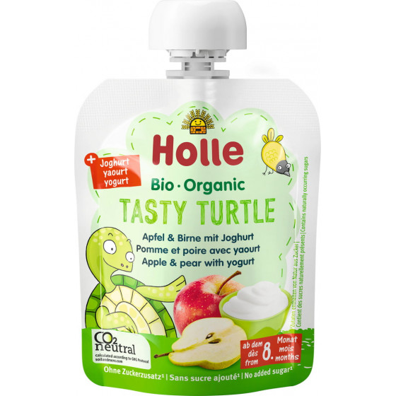 Tasty Turtle - Gourde Pomme et poire avec yaourt - 85g - Holle