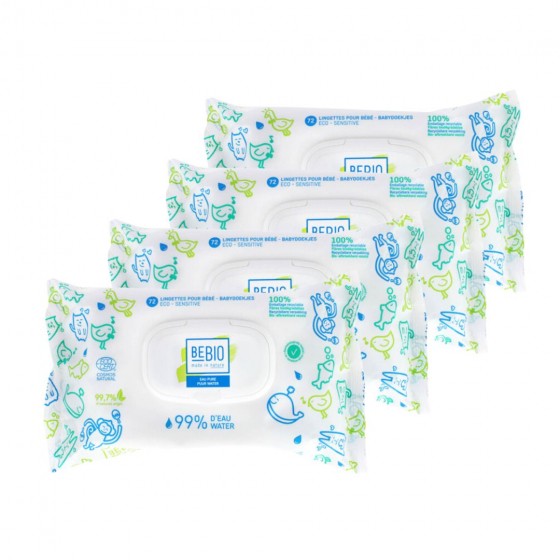 Lingettes écologiques pour bébé - 99% d'eau - 4X72 lingettes Lingettes écologiques pour bébé - 99% d'eau - 4X72 lingettes