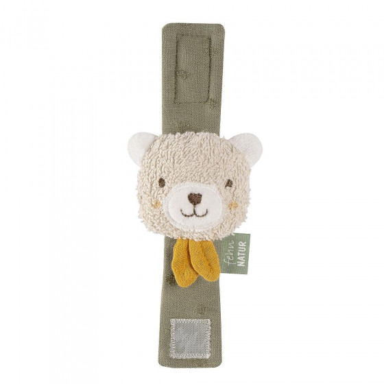 Hochet de poignet en coton bio - Ours - Fehn