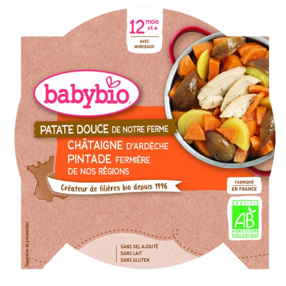 Assiette Patate douce Châtaigne Pintade 230g - BABYBIO