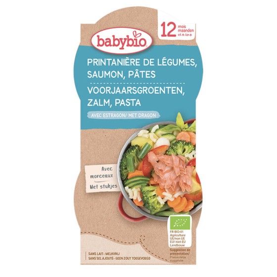 Printanière de légumes, saumon et macaroni (dès 12 mois) 2 x 200 g PEREMPTION 08/01/2021 Printanière de légumes, saumon et macaroni (dès 12 mois) 2 x 200 g PEREMPTION 08/01/2021