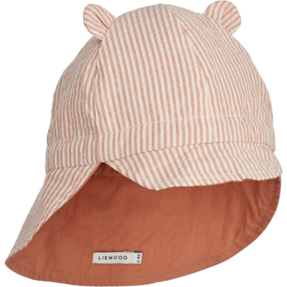 Casquette protège nuque réversible Gorm Y/D Stripe Tuscany rose / Sandy - Liewood