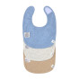 Lot de 3 bavoirs naissance GOTS, bleu/gris clair/nature mélange