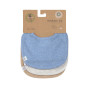 Lot de 3 bavoirs naissance GOTS, bleu/gris clair/nature mélange