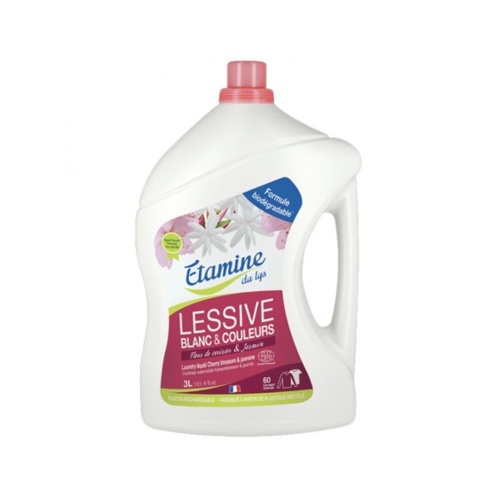 Lessive liquide Blanc et couleurs - cerisier jasmin - 3 l Lessive liquide Blanc et couleurs - cerisier jasmin - 3 l