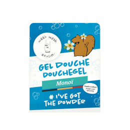 Gel douche en poudre à diluer au monoï 20 g - Wash Wash Cousin