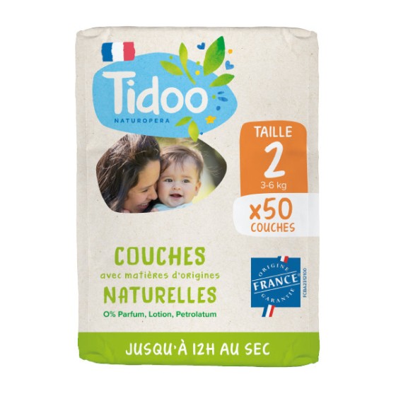 Couches écologiques taille 2 3-6 kg 50 langes - Tidoo Couches écologiques taille 2 3-6 kg 50 langes - Tidoo