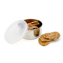 Boîte ronde en inox avec couvercle transparent - 280 ml