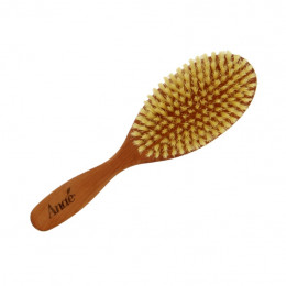 Brosse plate en bois de poirier etpures soies naturelles