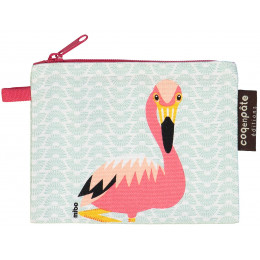 Mini trousse - porte monnaie en coton BIO "Flamant Rose"