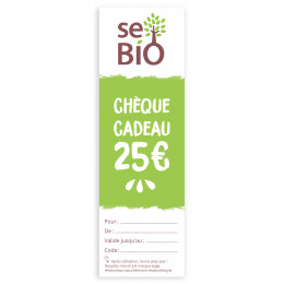 Chèque cadeau de 25 € - version papier
