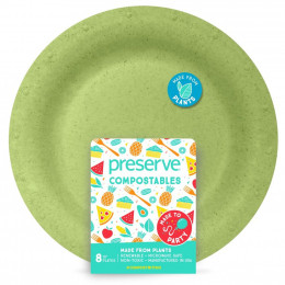 Grande assiette végétale compostable - 25,4 cm - Lot de 8 - Verte
