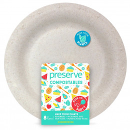 Grande assiette végétale compostable - 25,4 cm - Lot de 8 - Blanc cassé