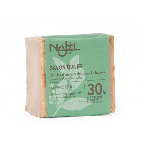 Savon d'Alep - 30 % huile de baies de laurier - peaux sèches et sensibles - 200 g
