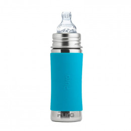 Biberon évolutif inox 325 ml bec de transition Turquoise
