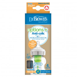 Biberon Options+ anti-coliques en verre - col large - 150 ml