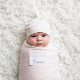 Swaddler et bonnet Hello World - Pink