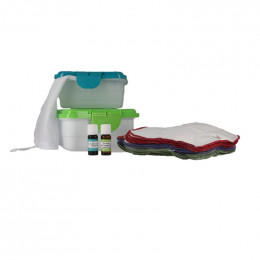 Kit d'alternative au papier de toilette - Flanelle + 1 HE mandarine et 1 HE teatree