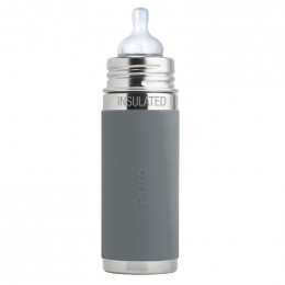 Biberon isotherme évolutif inox 260 ml - Tétine - Gris
