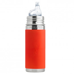 Biberon isotherme évolutif inox 260 ml - Bec de transition - Rouge