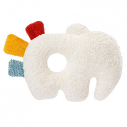 Hochet souple à grelot en coton bio - Eléphant