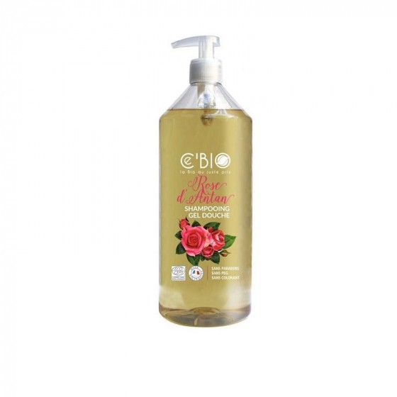 Shampooing Gel douche Bio - Rose d'Antan - 1 litre Shampooing Gel douche Bio - Rose d'Antan - 1 litre