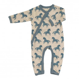 Pyjama kimono en coton BIO - Chevaux bleu