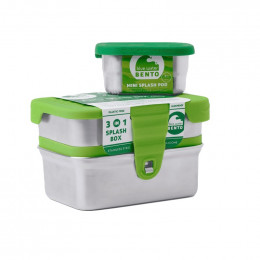 3 en 1 Splash Box - 3 récipients inox avec couvercles en silicone