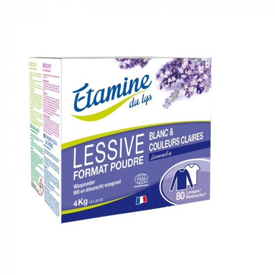 Lessive en poudre Lavandin - blanc et couleurs claires - 4 kg Lessive en poudre Lavandin - blanc et couleurs claires - 4 kg
