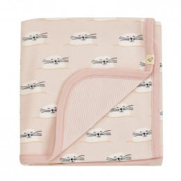 Couverture réversible coton BIO - Phoques Rose