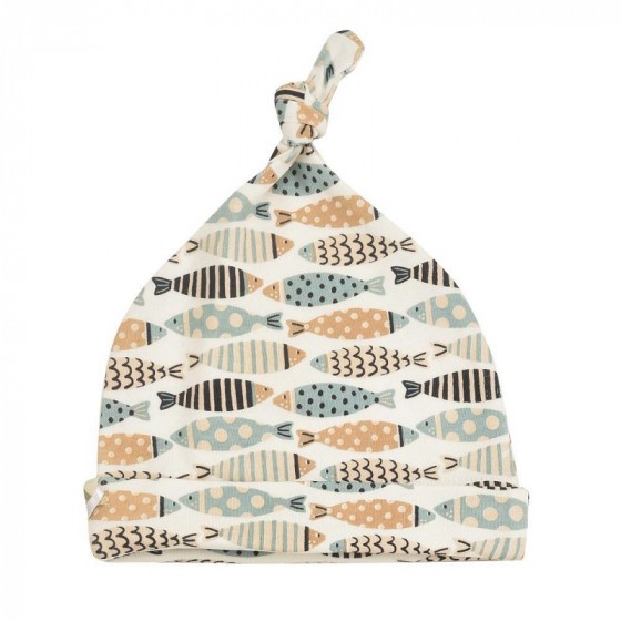 Bonnet en coton BIO - Poissons turquoises Bonnet en coton BIO - Poissons turquoises