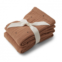 Set de 2 langes tétra Lewis - Classic dot tuscany rose