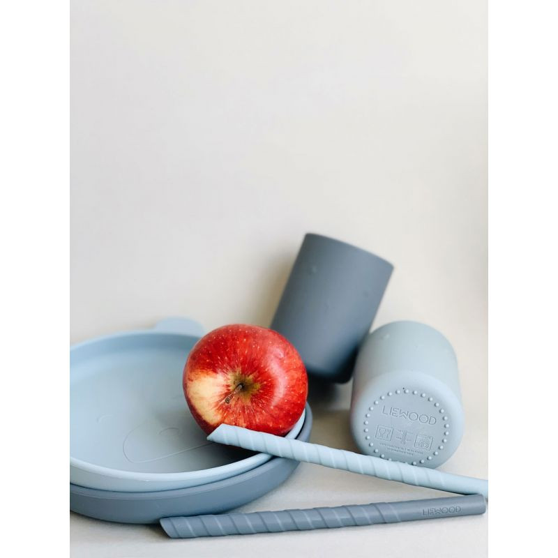 Liewood - Assiette en silicone Olivia x2 Bleu mix - Petit Sixième