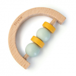 Hochet demi-cercle en bois - Mint yellow