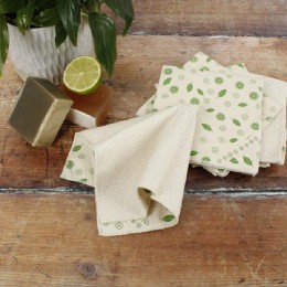Essuie-tout lavable en coton bio - Feuille de menthe - Paquet de 5