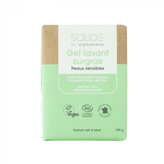 Gel lavant surgras solide Bio - Peaux sensibles - 100 g Gel lavant surgras solide Bio - Peaux sensibles - 100 g