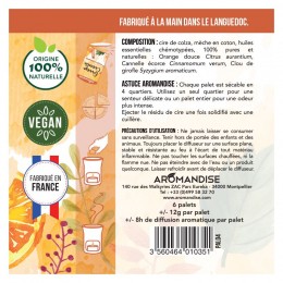 6 palets fondants pour diffuseur à bougie - Orange Cannelle
