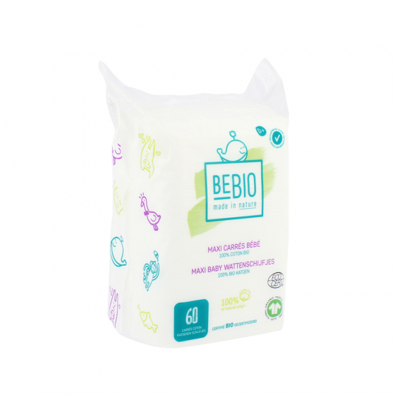 Maxi carrés bébé en coton bio - 60 unités