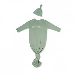 Gigoteuse à nouer Dream-bag et bonnet en coton bio- Olive Dream