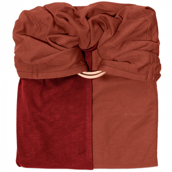 Petite écharpe de portage sans noeud - SANS Pad - Fauve et Rouge Bourgogne