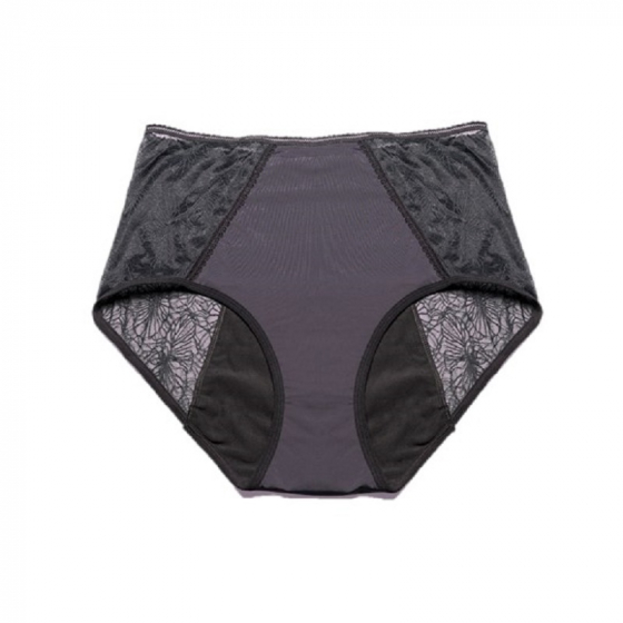 Culotte menstruelle Fearless taille haute dentelle - Flux abondant - Noir