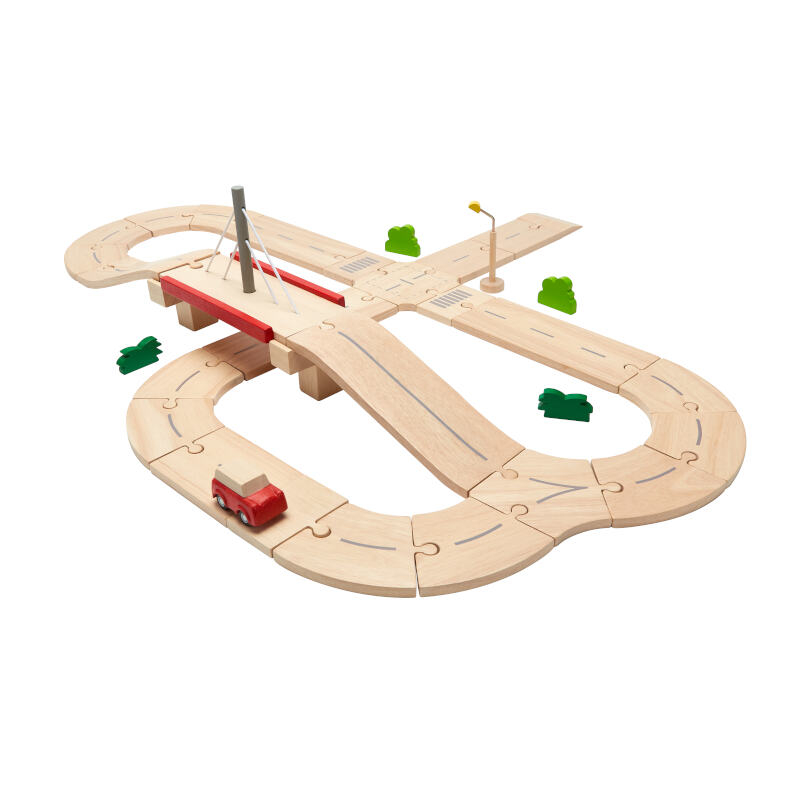 Plan Toys - Plan Toys - Jeu de construction en bois - circuit voiture -  Sebio