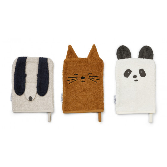 Set de 3 gants de toilette Sylvester - Animal mix