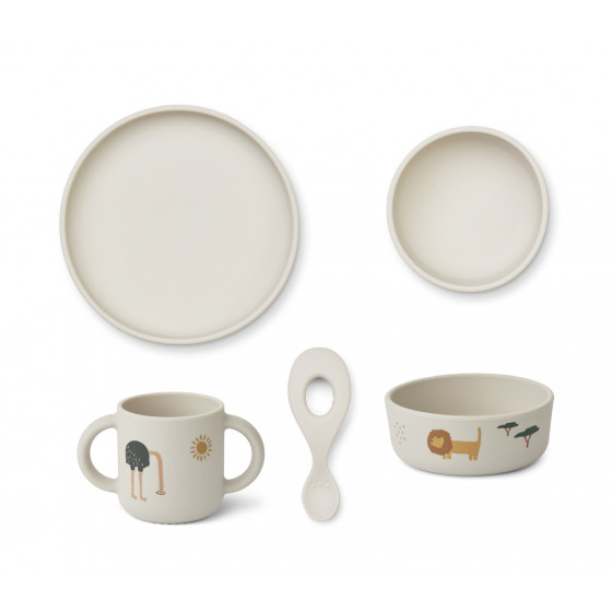 Set repas en silicone Vivi - Safari sandy mix