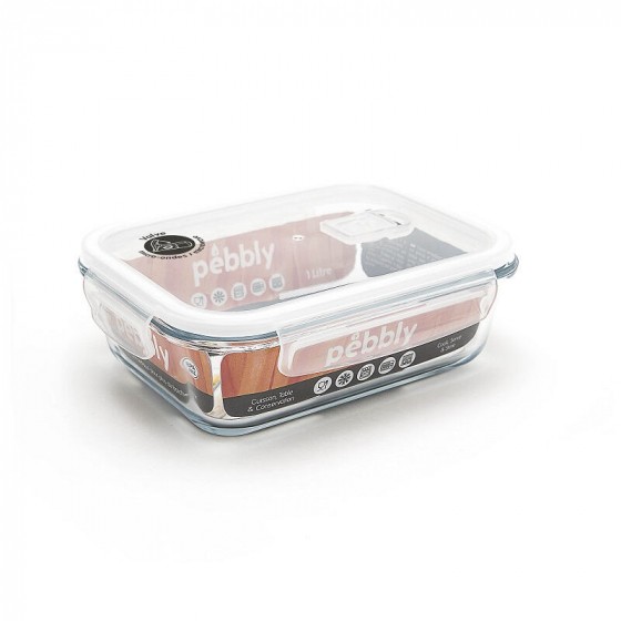 Plat en verre rectangulaire avec couvercle - 1000 ml Plat en verre rectangulaire avec couvercle - 1000 ml